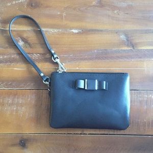 Black leather Coach wristlet